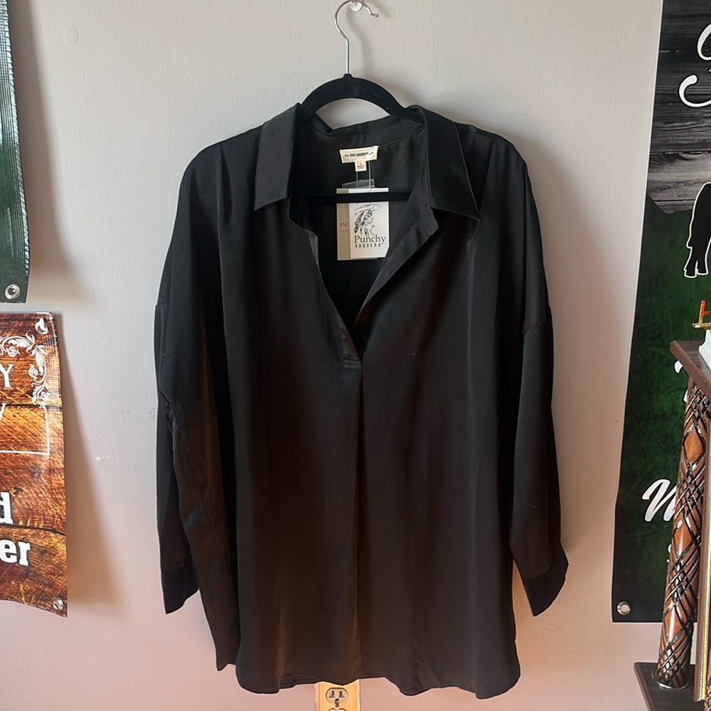 Women’s Black Satin Top